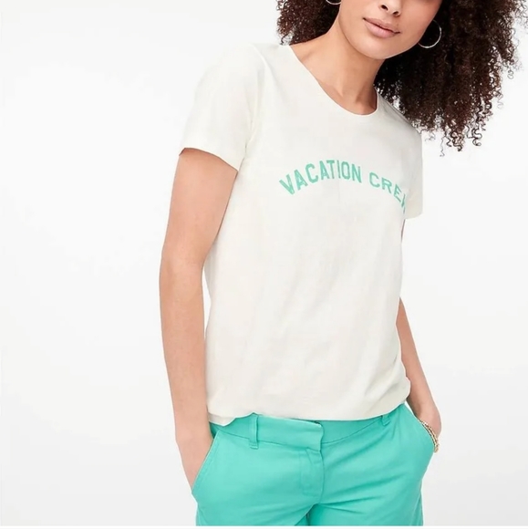 NWT J.Crew fun vacay tee. Sizes Large and Medium. Vacation Crew in faded green - Picture 3 of 14